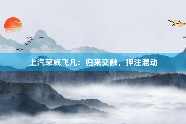 上汽荣威飞凡：归来交融，押注混动