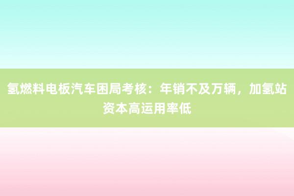 氢燃料电板汽车困局考核：年销不及万辆，加氢站资本高运用率低