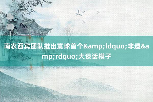 南农西宾团队推出寰球首个&ldquo;非遗&rdquo;大谈话模子